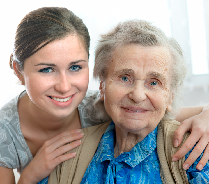 Picture of an elderly Mother and younger daughter